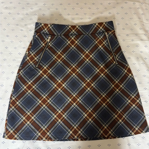 Le Lis Blue and Brown Plaid Skirt - Picture 6 of 15